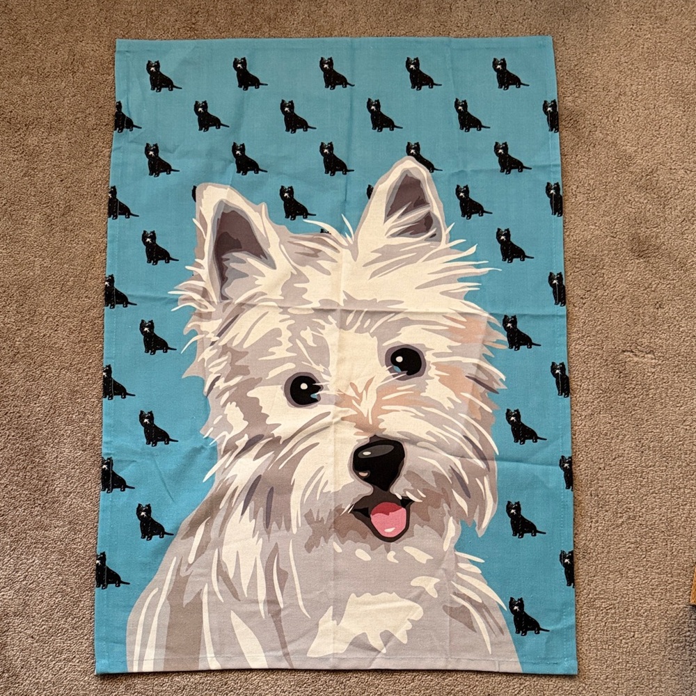 Blue Dog Print kitchen towel